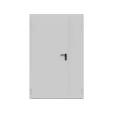Дверь противопожарная металлическая сплошная двупольная неравнопольная угловая коробка ДПР-Олимп-02/30К (1350-2075, Левая, RAL 7035)