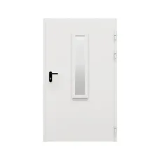 Дверь противопожарная металлическая однопольная типа ДПР-Олимп-01/60К с остеклением угловая коробка, 1150-1950, Правая, RAL 9010