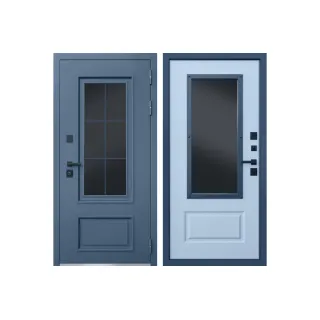 Входная уличная дверь с терморазрывом АСД Эльбрус 3К с окном и английской решеткой