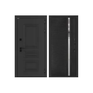 Входная дверь Аляска Лайт 31 - Черный кварц, зеркальная вставка с тонировкой